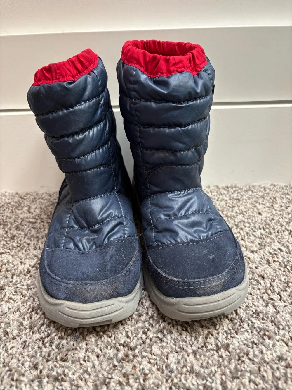 The North Face Navy with Red Lined Quilted Winter Boots